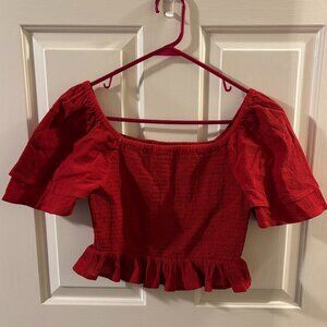 Simply Southern Women's Red Smocked Crop Top ~ NWT ~ Small